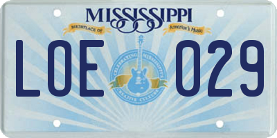 MS license plate LOE029