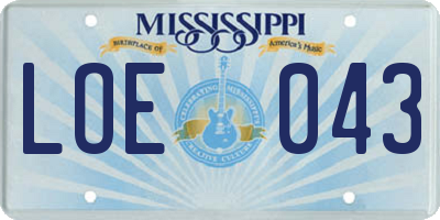 MS license plate LOE043