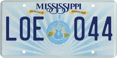 MS license plate LOE044