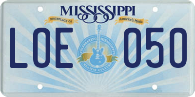 MS license plate LOE050