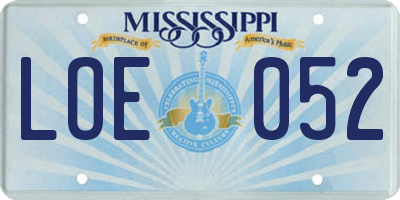 MS license plate LOE052