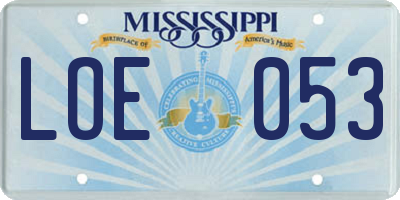 MS license plate LOE053