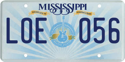 MS license plate LOE056