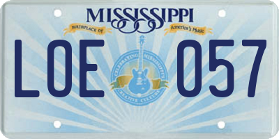 MS license plate LOE057