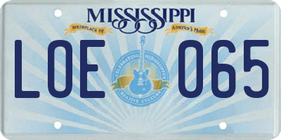 MS license plate LOE065
