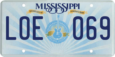 MS license plate LOE069