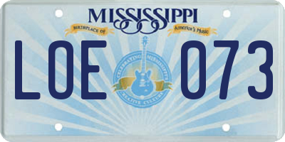 MS license plate LOE073