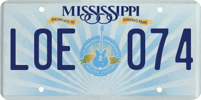 MS license plate LOE074