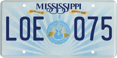 MS license plate LOE075