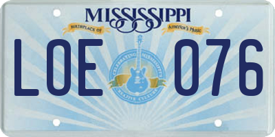 MS license plate LOE076