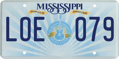 MS license plate LOE079