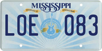 MS license plate LOE083