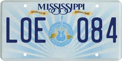 MS license plate LOE084