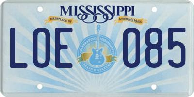MS license plate LOE085
