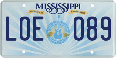 MS license plate LOE089