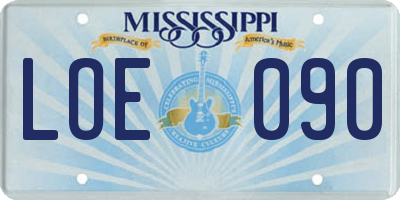 MS license plate LOE090