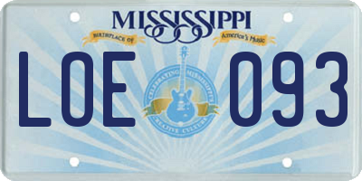 MS license plate LOE093