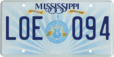 MS license plate LOE094
