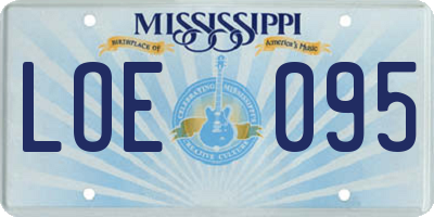 MS license plate LOE095