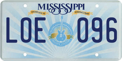 MS license plate LOE096