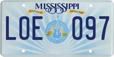 MS license plate LOE097