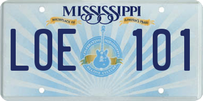 MS license plate LOE101