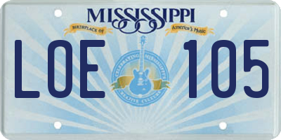 MS license plate LOE105