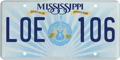 MS license plate LOE106