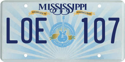 MS license plate LOE107
