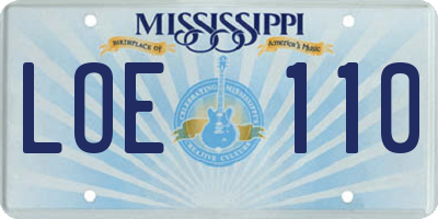 MS license plate LOE110