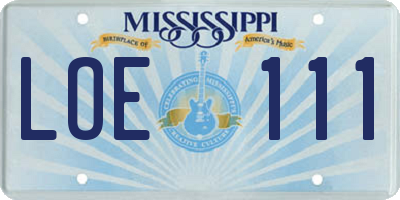 MS license plate LOE111