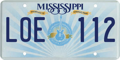 MS license plate LOE112