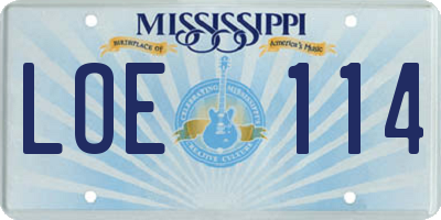 MS license plate LOE114