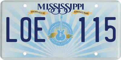 MS license plate LOE115