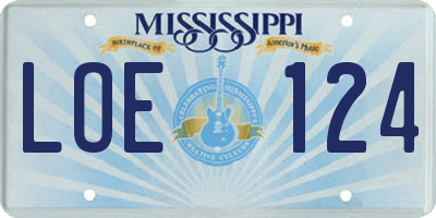 MS license plate LOE124
