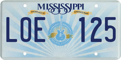 MS license plate LOE125