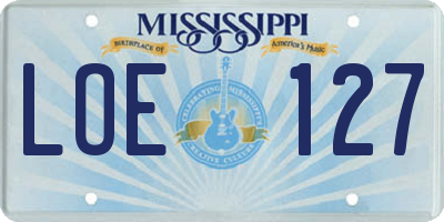 MS license plate LOE127