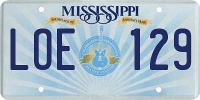 MS license plate LOE129
