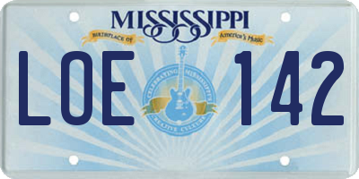 MS license plate LOE142