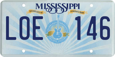 MS license plate LOE146
