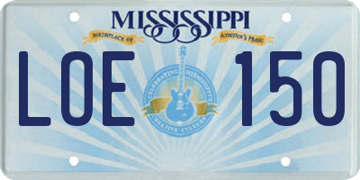 MS license plate LOE150