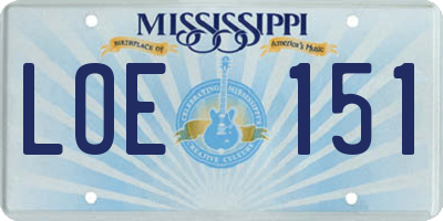MS license plate LOE151