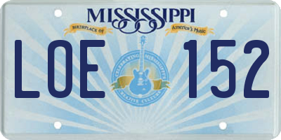 MS license plate LOE152