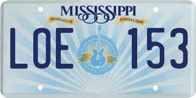 MS license plate LOE153