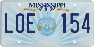 MS license plate LOE154