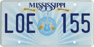 MS license plate LOE155