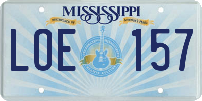 MS license plate LOE157