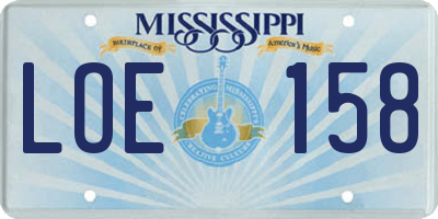 MS license plate LOE158