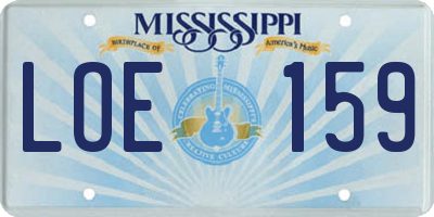 MS license plate LOE159