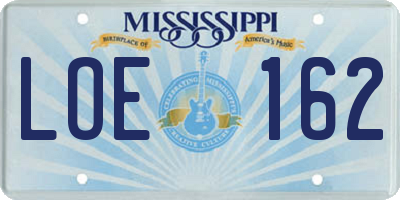 MS license plate LOE162